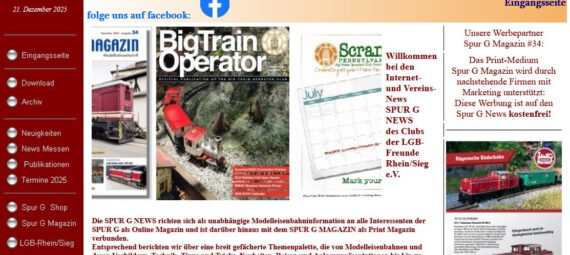 Hier geht es zu den Spur G News - Online Blog vom Club der LGB Freunde Rhein Sieg und dem Spur G Magazin.