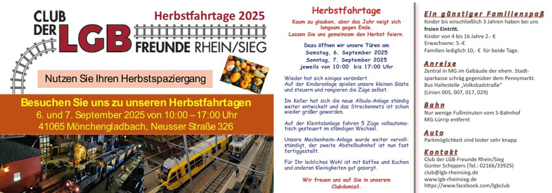 Unsere Herbstfahrtage 2025 finden am Samstag, den 6. September und Sonntag den 7. September 2025 von 10-17 Uhr statt 